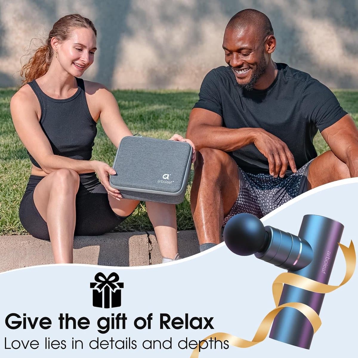 Massage gun mini stil met 4 massagekoppen, spiermassage apparaat met USB-C opladen, draagbare spierontspanner 3200 RPM met tas — afbeelding 1