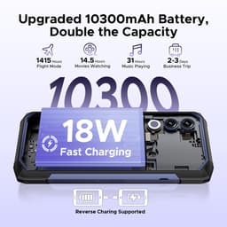 DOOGEE Blade 20X - Robuuste Telefoon - Smartphone - 12 GB RAM+128 ROM（2TB/TF) - 10300mAh/18W - UNISOC T7250 - Android 16 - 6,6-inch HD+ 90Hz - 16MP Camera - IP68 - Vingerafdruk - Triple card slot - Face ID - NFC - GPS - OTG -Paars — thumbnail 2