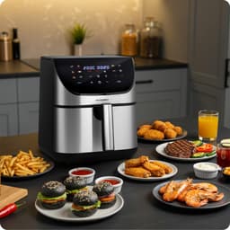 SnelShoppen - XXL Heteluchtfriteuse 8 liter Airfryer met Touchscreen, 1700W, 12 Kookprogramma's, Gezond Koken zonder Vet voor Keuken, Feest, en Gezinn — thumbnail 3