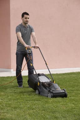 Elektrische grasmaaier - Duwmaaier compact - Kleine tuin maaien - 32 cm snijbreedte - 3 hoogtes - Grijs — thumbnail 1
