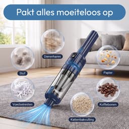 BOLLIT Kruimeldief 120W - Kruimelzuiger Snoerloos - Krachtige Handstofzuiger - Draadloos - Auto Stofzuiger - Laadstation met Opzetstukken - 16Kpa — thumbnail 4