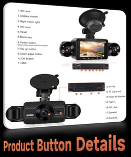 Auto Camera - Rijrecorder - Veilige Rit - 4 Camera's 360 Graden - 3 Inch Scherm - Zwart — thumbnail 3