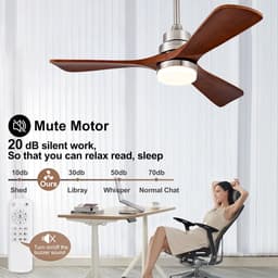 HAUSS SPOLE Ventilator – 107 Cm – Met Verlichting En Afstandsbediening – Metaal En Massief Hout – Nikkel – Binnen En Buiten — thumbnail 1