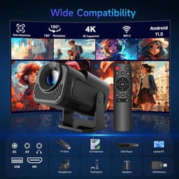 Draagbare Projector - 4K Ondersteuning - Wifi en Bluetooth Verbinding - Automatische Keystone Correctie - Voor Thuisbioscoop — thumbnail 5