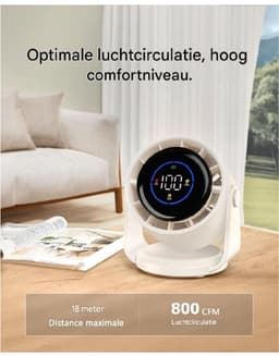 GELLDG Tafelventilator - Ventilateur met 100 Windsnelheden - Ultra Stille USB Oplaadbare Ventilator - Geschikt voor Bureau, Thuis, Slaapkamer en Auto - Kunststof - 173x138x190mm — thumbnail 4