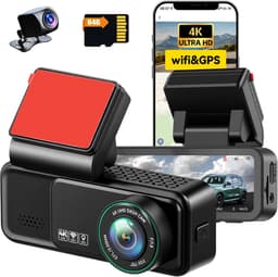 Dashcam auto camera 4K + 2K - dual display IPS 3 inch - met app en wifi - veilig autorijden - ShopVlot — thumbnail 1