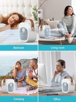 Mini airconditioner - Kleine airconditioner - Oplaadbare persoonlijke luchtkoeler van 4000 mAh - Mini airconditioner met drie snelheden - Mini watergekoelde luchtkoeler - Stille bureauventilator met luchtbevochtiger — thumbnail 4