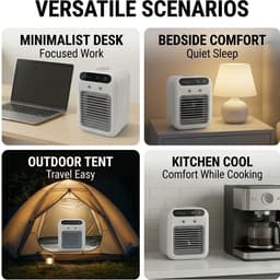 Draagbare mini-airconditioner - Watergekoelde, energiebesparende luchtkoeler met 2 snelheden - Watertank van 500 ml, langdurige nevelproductie - Oplaadbare en via het stopcontact te gebruiken luchtkoeler — thumbnail 2