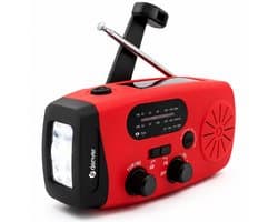 Denver Noodradio - Powerbank Zonneenergie - FM Radio - Noodpakket - Zaklamp - Opwindbaar - SOS Knop - Solar powerbank - SCR2007