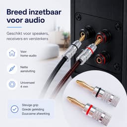 Banaanstekker 4 Stuks -Gold plated Luidspreker Stekker - Voor Versterker & Speakers - Luidsprekerstekker — thumbnail 4