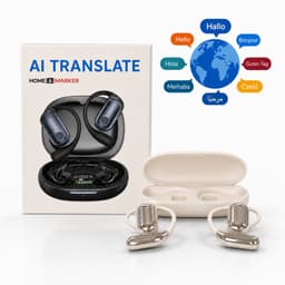 Home & Marker - AI Vertaal Oordopjes - Vertaal Apparaat - Real-time Vertalings oordopjes - 144 Talen & Dialecten - Offline Functie - Draadloze Spraakvertaler voor Reizen & Zakelijk - Bluetooth 5.4 - Beige - TRANZIO — thumbnail 1
