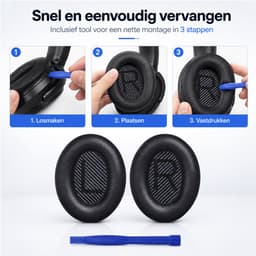 Set Oorkussens voor Bose Koptelefoon met installatie gereedschap - Voor QuietComfort 35 - Voor QC35II/QC35/QC25/QC15/QC2 - Voor Soundlink Around - Voor Ear II AE2 — thumbnail 2