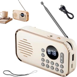 Retro radio - met Bluetooth-functie – Draagbare mini-luidspreker – Walkman-luidspreker – Ondersteunt MP3, USB, microSD-kaart, antenne en Bluetooth-luidspreker – Geschikt voor thuis, op kantoor en buitenshuis - 123*34*67 mm - 1200 mAh - Beige — thumbnail 1