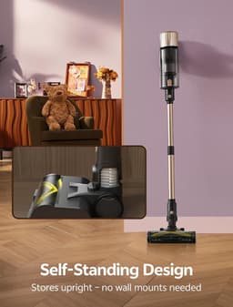 Draadloze Stofzuiger - Steelstofzuiger - Huis Schoonmaken - Zelfstandig Staand Design - 65 Min Looptijd - Champagne — thumbnail 4