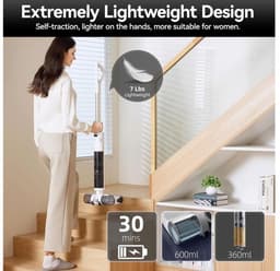 JONR S20 Pro Wet & Dry Stofzuiger – Dweilen & Stofzuigen – 180° Lie-Flat – Zelfreinigend – Wit — thumbnail 5