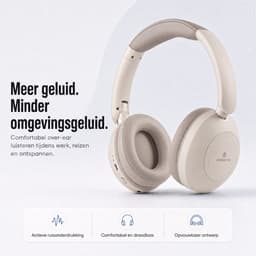 Volkano Aura Series Active Noise Cancelling Bluetooth Headphones creme — thumbnail 2