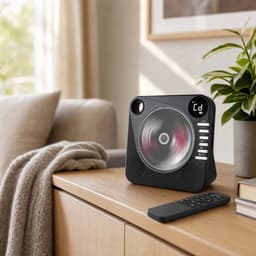 Retro CD Speler met Bluetooth - Draagbare CD Speler met HiFi Speakers - USB - AUX - Oplaadbaar - Vintage Muziekspeler Zwart — thumbnail 4