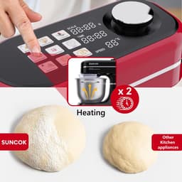 SUNCOK Keukenmixer, met twee roestvrijstalen mengkommen: 4,5 l en 5,5 l. Krachtige motor van 1500 W, geluidsniveau 59 dB. Blender, geschikt voor bakken en deeg kneden. — thumbnail 5