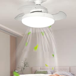 Plafondventilator met Verlichting - Ventilatorlamp Plafondkoeler - Comfort Verbeteren - Intelligente Dimfunctie - 38 x 13.5 cm - Crèmekleurig — thumbnail 4