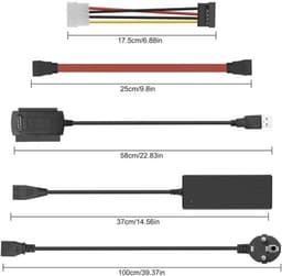 SATA PATA IDE naar USB 2.0 Adapterkabel voor 2.5" en 3.5" Hard Drives en SSD's met Voedingskabel voor PC en Laptops — thumbnail 4