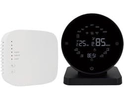 Slimme Thermostaat - Verwarming Regelaar - Energie Besparen - App & Spraak Bediening - 90x90mm - Zwart