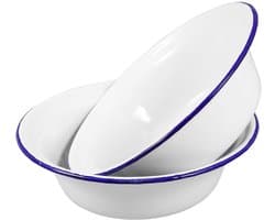 Soepschalen 2-delig - Emaille - Makkelijk te reinigen - Geschikt voor rijst/pasta/groenten - Duurzaam - Ideaal voor familie/restaurant - Mengkom