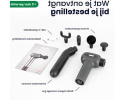 Massagepistool - Spierstimulator Percussie - Herstel na training - Afneembare handgreep - 900 g - Zwart