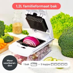 Groente Chopper - Snijmachine Keuken - Maaltijd Voorbereiden - Roestbestendige Messen - 1.2 Liter Capaciteit - Wit — thumbnail 3