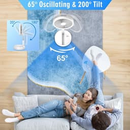 Staande Ventilator Opvouwbaar en Stil – 8000 mAh – 4 Snelheden – Afstandsbediening – Timer – USB-C — thumbnail 5