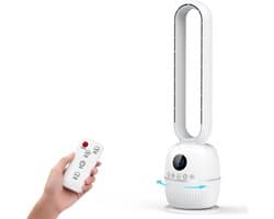 Bladloze Torenventilator – Stille Staande Ventilator met Afstandsbediening – 12 Snelheden – 12 Uurs Timer – 60° Oscillatie – LED Display – Ventilator voor Slaapkamer, Woonkamer en Kantoor — afbeelding 1