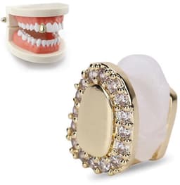 Enkele tand bling tanden, tand accessoire decoratie voor Halloween feest hiphop show, rapper kostuum tand sieraden en accessoires (enkele deur diamant goud) — thumbnail 1