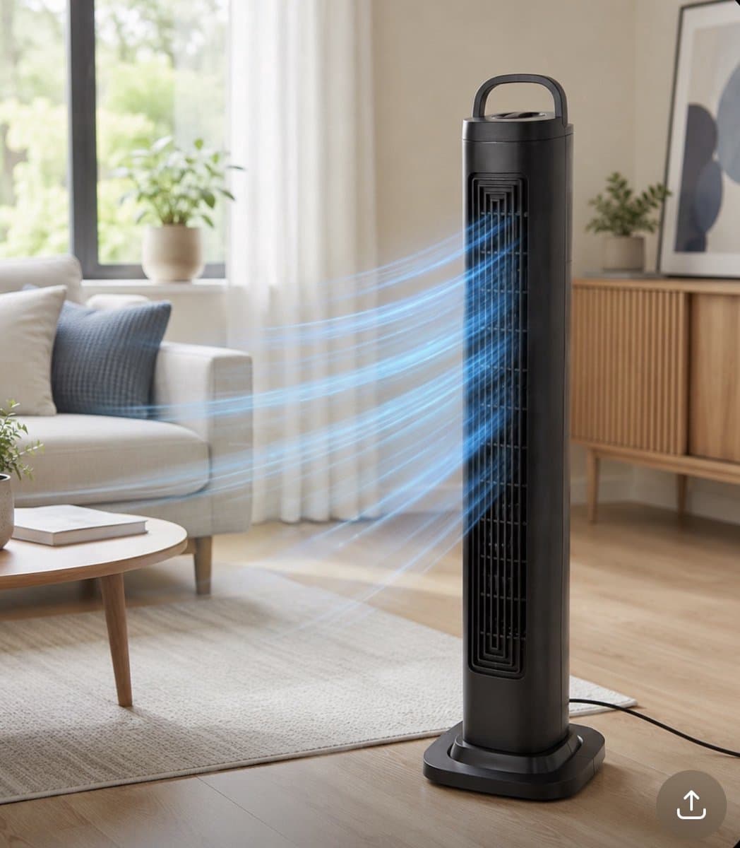 Kinzo® Toren Ventilator 82CM | 3 Snelheden | Oscillerend - Krachtig en stil | Staand Torenventilator - Zwart — afbeelding 1