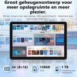 SnelShoppen - 10 Inch Android 15 Tablet met T615 Octa-core, 24GB RAM, 128GB ROM, 1TB TF, WiFi 6, Bluetooth 5.4, 5MP+8MP Camera, 2-in-1 Tablet met Toet — thumbnail 3