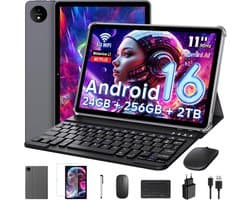 SnelShoppen - Android Tablet 11 Inch met Gemini AI, Octa-Core T7250, 24GB RAM, 256GB ROM (uitbreidbaar tot 2TB), 16MP + 8MP Camera, 8000mAh Batterij,
