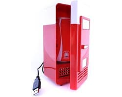 SnelShoppen - Mini USB Koelkast Cooler voor Blikjes - Compact en Draagbaar - Rood/Wit - Ideaal voor Feest, Camping, Keuken en Auto - Koel en Warm Func