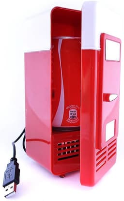 SnelShoppen - Mini USB Koelkast Cooler voor Blikjes - Compact en Draagbaar - Rood/Wit - Ideaal voor Feest, Camping, Keuken en Auto - Koel en Warm Func — thumbnail 1