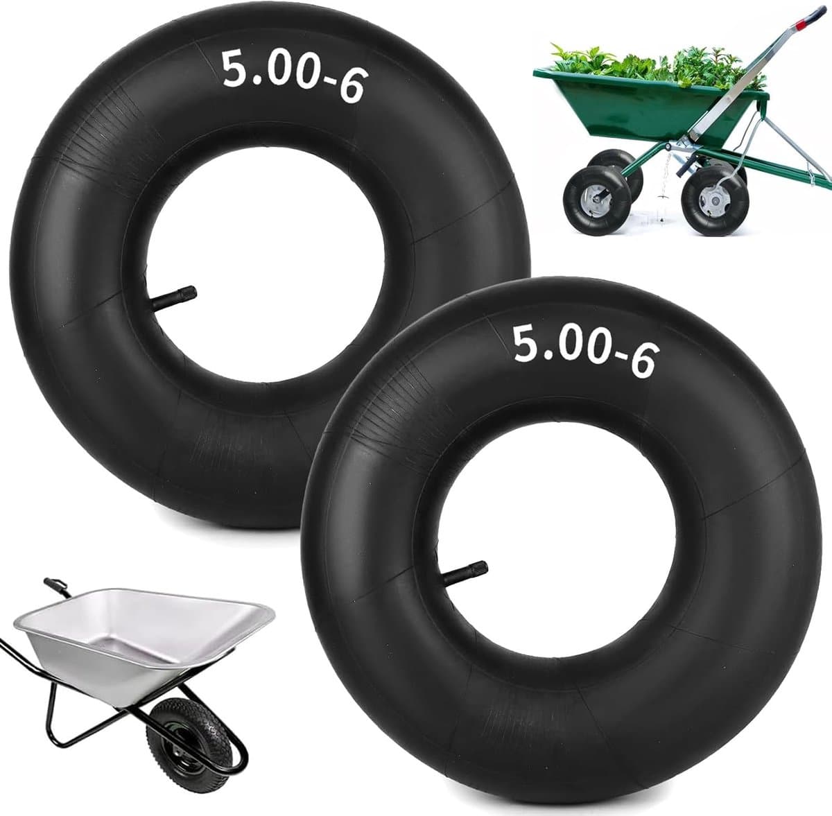 SnelShoppen - Hose Tyres Pack van 2 - Robuuste Wielen voor Tuin, Tuinier, Handkar, Grasmaaier - Hoogwaardige Natuurrubber - 33 x 13 x 15 cm — afbeelding 1