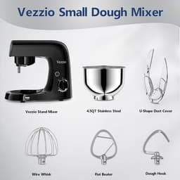 Vezzio Blender, 4,5 liter, 1500 W, 10 snelheden, keukenmachine om te bakken (zilver) (zwart) — thumbnail 4