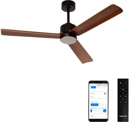 CREATE - Stille plafondventilator 40W met licht - Zwart / Donker hout - Ø132cm - WIFI + Afstandsbediening - WIND MODERN — thumbnail 1