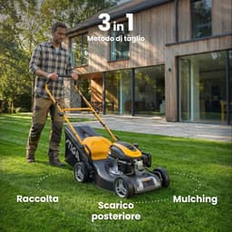 Benzine Grasmaaier - Duwmaaier Gazon - Gazon Onderhoud - Opvouwbare Handgreep - 46 cm Maaibreedte - Geel — thumbnail 2