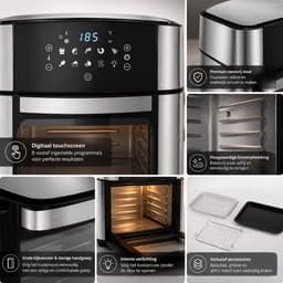 Airfryer Oven – 16Liter – Heteluchtfriteuse – 1800W – 8 Programma’s – PFAS-vrij – Inclusief Accessoires – zilver – Royal Swiss® — thumbnail 2
