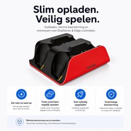Sounix Oplaadstation geschikt voor PS5 Slim Controller - 2in1 charging station - PS5 accessoires - Rood — thumbnail 3