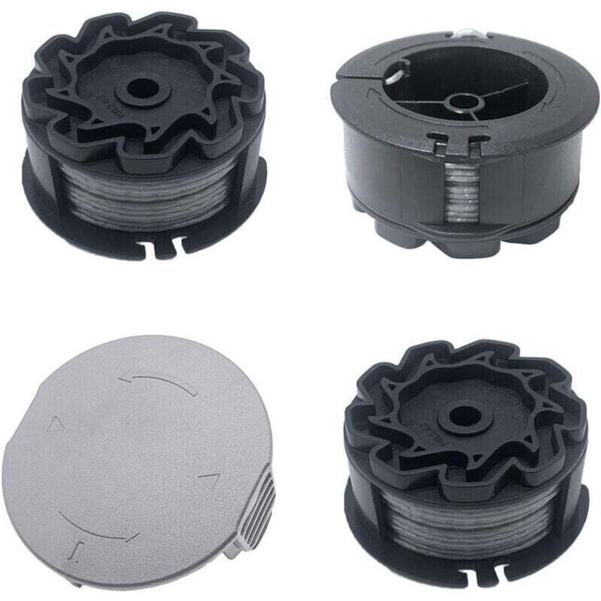 Drie vervangende spoelen geschikt voor Bosch Universal GrassCut 18V 26/18V 260/18/18 26/18 260 grasmaaiers, geschikt voor grasmaaier F016800570 en spoeldop 1600A01R5J (6 geschikt voorer, 1,6 mm). — afbeelding 1