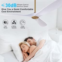 Plafondventilator - Ventilator Plafond - Binnen en Buiten Gebruik - Omkeerbare DC Motor - 60 Inch - Goud Wit — thumbnail 4