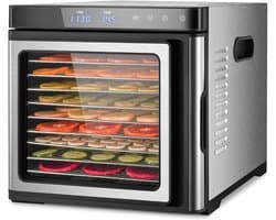 REN® Voedseldroger - Droogoven - Fruitdroger - 9 Lagen - 30 tot 75 Graden - Zilver - 41cm x 35cm x 32cm ; 6.35 kg