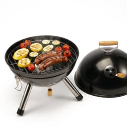 Mini kogelgrill - Ø 30 cm - zwart - met deksel - staal — thumbnail 4