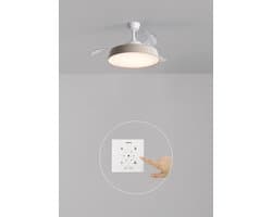 CREATE - Stille plafondventilator 40W (Ø107cm) met intrekbare bladen en LED-licht - Controller voor wandmontage + Afstandsbediening - 6 snelheden - Programmeerbaar - WIND CLEAR CONTOUR — afbeelding 1