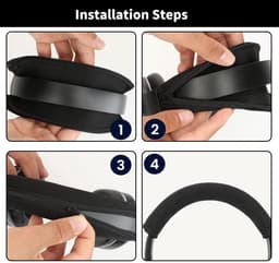 Allecto - - Headband Cover - Vervangingshoes - Geen gereedschap nodig - Zwart - Hoofdtelefoon bescherming - Geschikt voor ATH-MSR7 M50X M40X M30 M20X — thumbnail 5