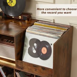 Platenstandaard - Platenspeler Meubel - Vinyl Platenrek voor 300 LP's - Vinyl Opslag met Presentatievlak - LP Houder - Albumhouder - Industrieel Design - Muziekkamer & Woonkamer - Grote Capaciteit - Vinyl Rek - Vintage Bruin & Zwart — thumbnail 4