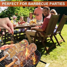 Cilindrische Barbecue Grillmand Set - 2 Stuks - RVS 304 met Houten Handgrepen — thumbnail 4